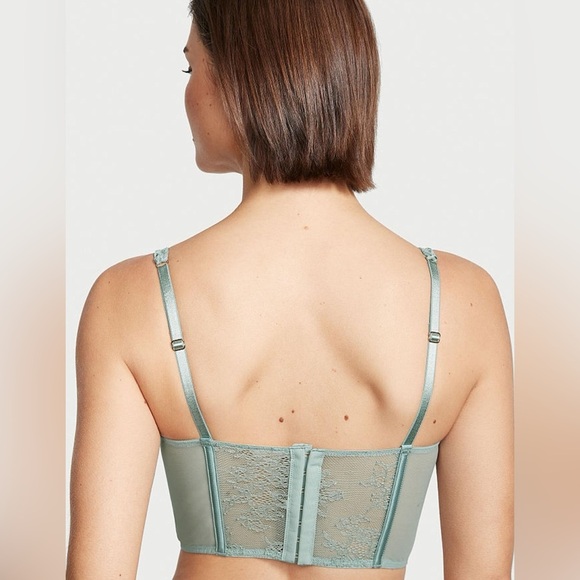 Victorias Secret • Dream Angels Mint Green Lace Sheer Corset Unlined - Picture 10 of 11